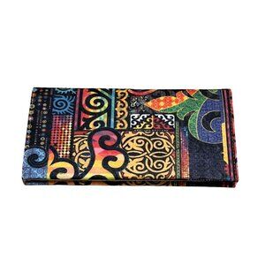NEW Handmade Kyrgyz Dyed Wool Stitched Wallet w/ Snap Closure and Zip Pocket